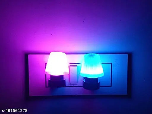 Decorative Unique LED 0.5w Night Lamp for Bedroom Kids Room Any Space at your Home, 2 Plug & Pin Jack Energy-saving Light Color Pink & Blue Combo Pack Of 2