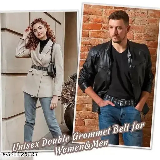 Satyam Trendz™ Double Hole Prong Soft PU Leather Strap Belt Jean Dress Pant Designer Cosplay Men Women Belt