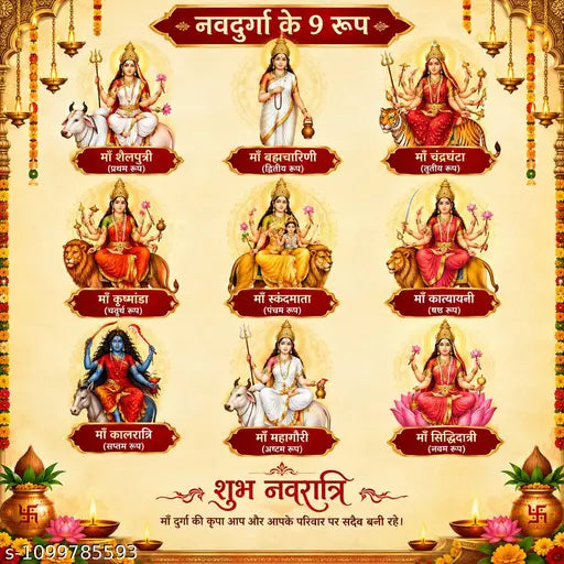 Navratri 9 Devi Idol Set – 9 Wooden God Idols