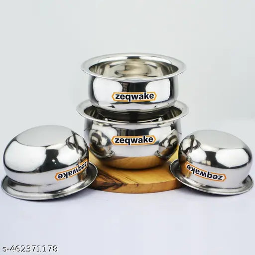 Stainless Steel Handi Set Tope /   Tapeli /  Cookware Set Handi (4 Pieces, 1500ml,1000ml,750ml,500ml)