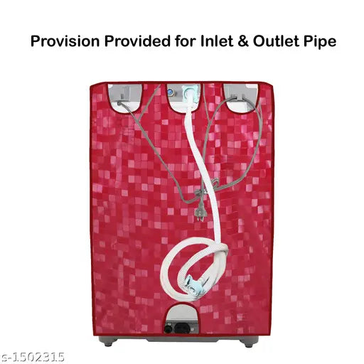 E-Retailer®Waterproof PVC Top Load Washing Machine Cover With Zip Enclosure Suitable For 5kg to 8kg (Color-Red, Size-23x23x35 Inches)