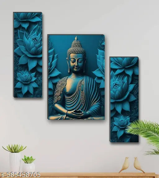 Set Of 1 Lord Buddha Modern Art Wall Painting For Living Room 12 x 18 inch