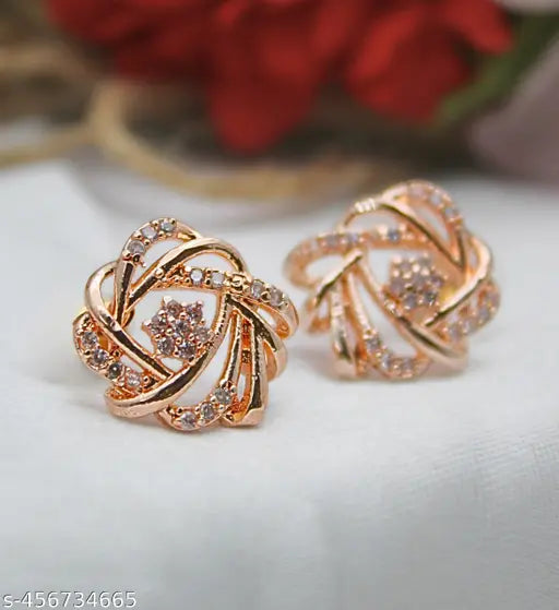 Beautiful Premium Looking American Diamond Rose Plated Necklace