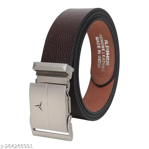 SUNSHOPPINGMen'S Formal Brown Genuine Leather Belt