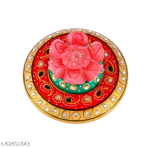 CRAFTAM Marble Made , Kundan Embellished Agarbatti Stand, Incense Stick Stand Holder for Home Temple , Office and Gifts