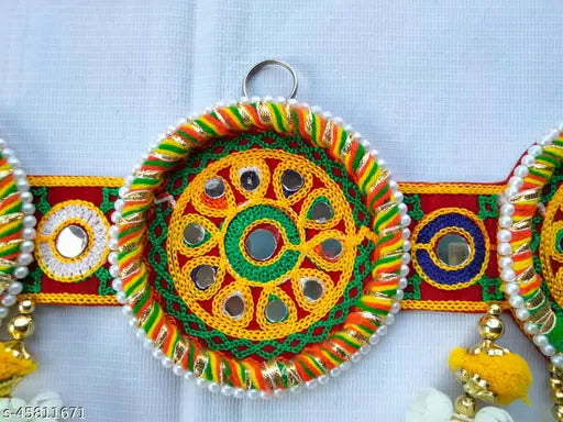PREETENCY: -Jaipuri Mery Gold Ring Door Hanging Toran-Traditional Bandanwan Main Door Toran,Hanging Toram for Home Decoration,Handmade Diwali Decoration Door Hanging for Home Door,Puja Room Toran(Multi Color)
