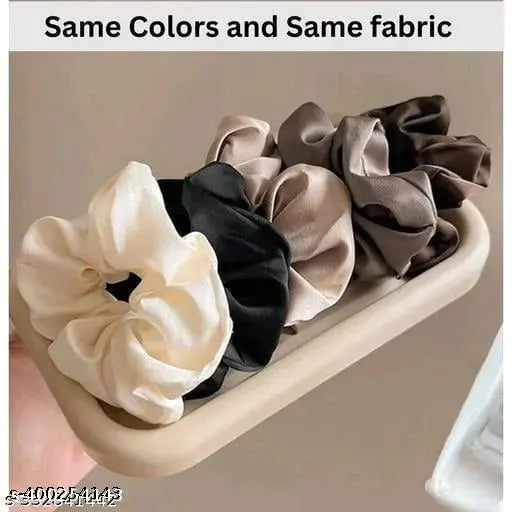 scrunchies 5 PCS(SAME COLOR) and Premium Quality Fabric Black color Fabric thalamudi kattu/thalamudi bandham/Jada Bandlu/Muti pattaikal/hair baandukal/Kudalu byandgalu/Hair byandgalu Ideal for Women / Girls