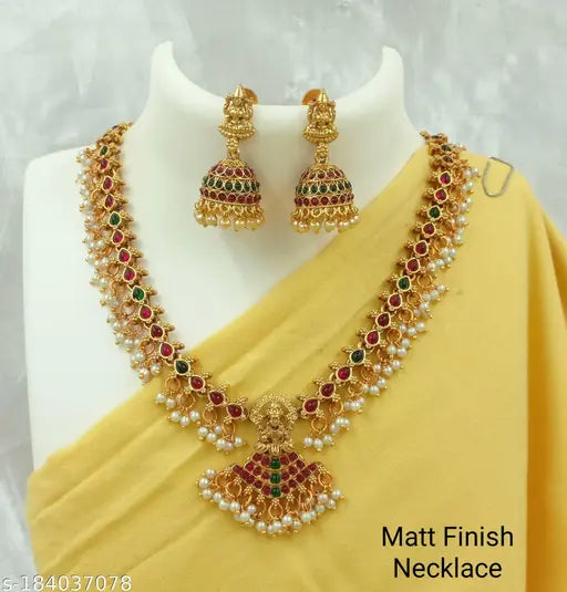 Joyful jewel art Traditional South Indain Temple Jewellery Sets II  Gold plated  Beautiful Necklace For Wedding Party || Necklace With Earing || Round Shape Necklace || Simple And Lightweight || Temple Jewellry II  Jewellery Set For Women II