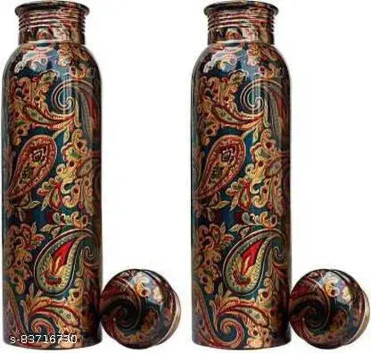 copper+ PRINTED COPPER BOTTLE 900 ml Bottle PACK OF 2.