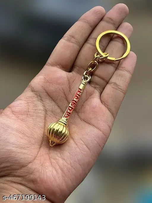 Hanuman Ji Gada, Bajrang Bali Gada Keyring With Jay Shri Ram Name, Keyring For Car, Bike, Cycle Key