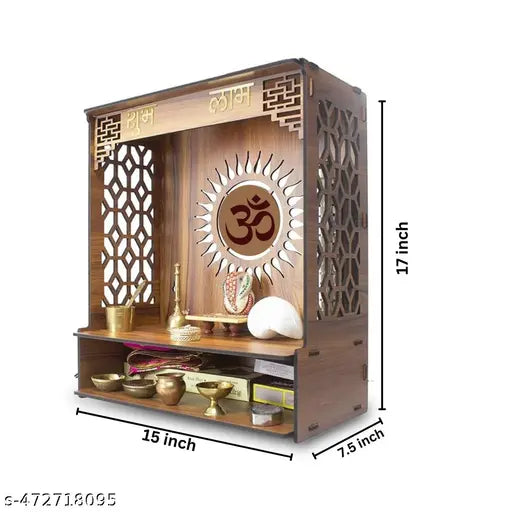 Mangal beautiful 17 inches height wooden pooja temple for home and office | Pooja mandir for home and office (17 Inches height)