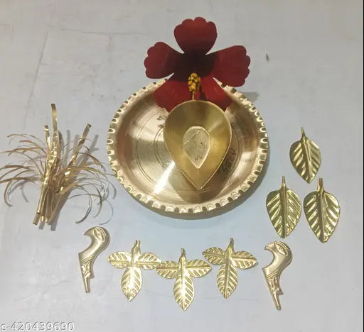 Stylish Pooja Thali Set with Gold Diya - Complete Kali Pooja Needs Combo Set