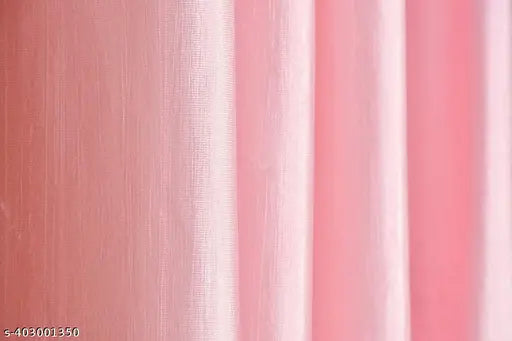Loom Rush Solid Plain Curtains for Door , Pack of 2, BabyPink