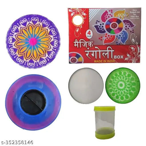 Magic Rangoli Making Kit Includes Magic Tool || Rangoli Filler 1Pc, Jali 2 Pcs for Diwali Home Decor || Indoor Outdoor Decoration Rangoli (Random Design)