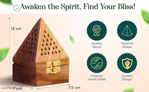 YAXAR Dhoop Holder -2 pcs Dhoop Agarbatti Stand for Home & Pooja Room, Incense Stick Holder with Ash Catcher, Wooden Oothupathi Loban Cone (Dhoop Stand 3 Inch) (Pyramid Dhoop Stand - 2 Pieces)