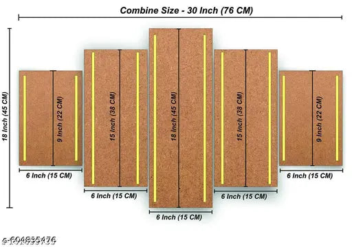 Karnil Set of 5 Modern Art Wooden High Quality Wall Painting, Wall Photo Frame for Home Decor Gift Items - 18' x 30' In (Multicolor)