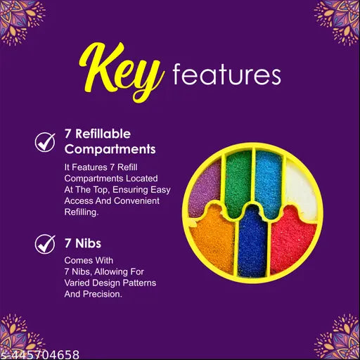 Kitoarts Rangoli Tool Kit, Rangoli Making Tools Kit, Rangoli Set, Rangoli fillers, Rangoli Pen, Rangoli Borders Making Kit,Rangoli Making Equipment, Rangoli Fillers, Rangoli Outline Pen, Rangoli Pen, Rangoli Designs, Art And Craft, Home Decoration, Combo