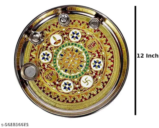 Pride Kitchen Puja Thali for Home & Temple | Decorative Pooja Thali for Festivals & Daily Prayer