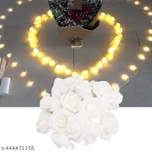 ItsApna Pack of 1 White Rose Flower Fairy String Lights 14 LED 3 Meter Series Lights for Festivals and Home Decor Indoor and Outdoor Decoration Light for Festival Special Ganesh Chaturthi and All Beautiful Flower Light for Diwali and Christmas Festival an