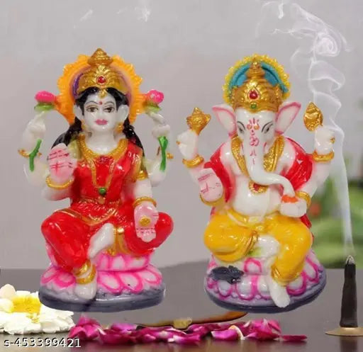 SEEMA HANDICRAFT Lord Laxmi Ganesh ji Murti Statue for Home Pooja Diwali Gift 5 Inch