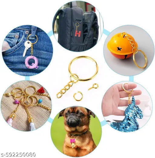 50Pcs, Keyring Keychain Split Gold Plated Alloy Keychain for Bike, Car, House, Office & Diy Craft Keychain Rust Free Heavy Duty - Golden