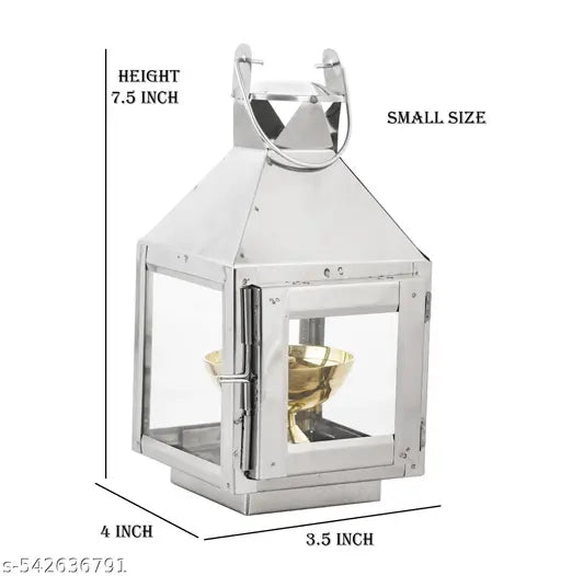 Akhand diya stand for home temple with brass diya small size