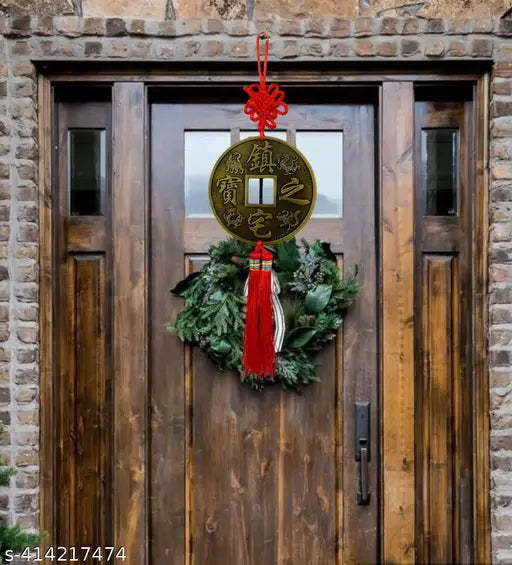 PAYSTORE  Vastu Fengshui Big Lucky Coins Wall Hanging for Luck, Car Decoration Rear View Mirror Hanging Accessories Feng Shui Coins