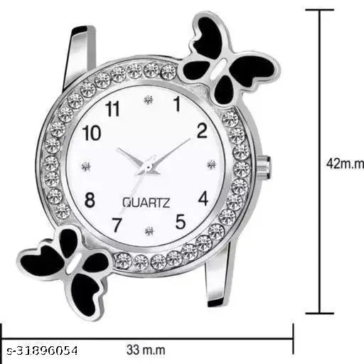 NEW FANCY BLACK BUTTERFLY DESIGN ANALOG WATCH & 2 BRACELETS FOR WOMEN & GIRLS