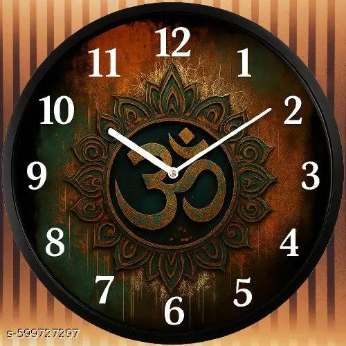Om Symbol Wall Clock | Spiritual Round Designer Analog Clock for Home