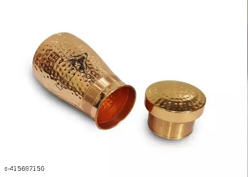 Forgex Copper Water Bottle With Inbuilt Glass For Bedroom 1000 ML Capacity M11