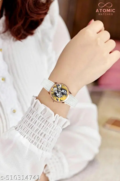 Premium Atomic Ethnic Floral Series (3) Watch For Men & Women | With Best Quality White Strap