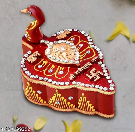 Two unbreakable handmade beautiful kumkum box for pooja sindoordani chopra for mandir Chandan Roli Tika Chopda Set/Chawal Akshat Haldi Dibbi/Kumkum Holder Chopda