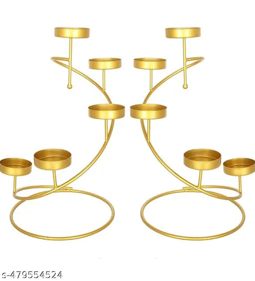 Decorative Tealight Candle Holders | Golden Candle Holder | Spiral tealight Candle Holder & candle stand for Home Decorative - Set of 2