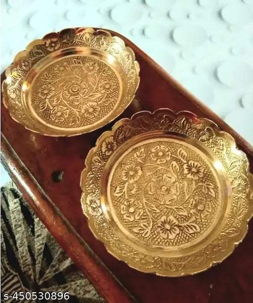 Pure Brass Small Size Chandan Katori / Puja Katori / Bhog Katori for Home Mandir  puja ( Rose Design Embossed ) Gold size 3 inch / SSR