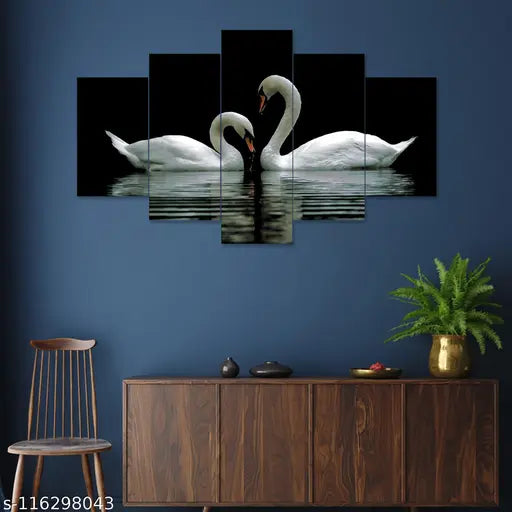 Set Of 5 Duck  Wall Painting With Frame For Home Decoration , Living Room Office , Hotel (76 X 45 CM ) Multicolor , Theme : Religious
