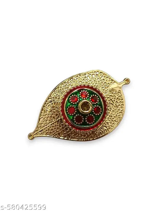 Haldi Kumkum plate | Kumkum plate with Leaf design | Haldi Kumkum Thali for Pooja & Gifting | Trendy Kumkum leaf plate | Gold-Plated Kumkum plate | All in one Gift for Women, Weddings, Pooja Functions | Traditional Meenakari | Kum Kum | Haldi | Pack Of 1