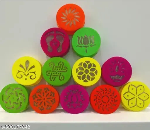 Rangoli Stamp Filler Set of 12 pcs | Rangoli Dabbil Rangoli Making Kit | Rangoli Stencils for Indoor/Outdoor Decorative Rangoli