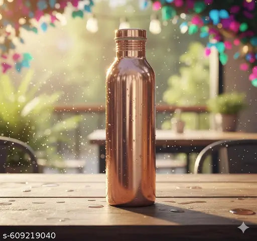 Pure Copper Water Bottle 1 Litre | Leak Proof Ayurvedic Plain Copper Bottle for Daily Use