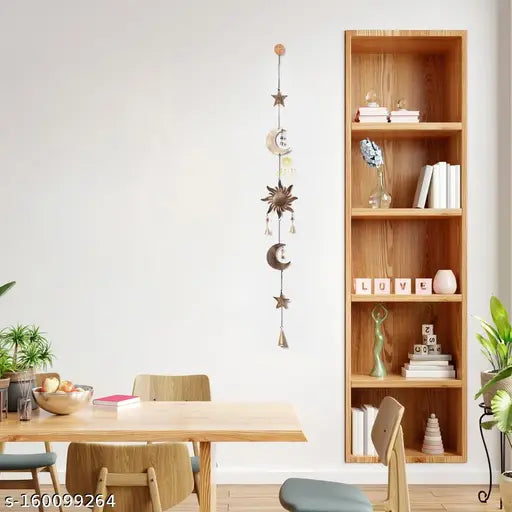 DULI Metal Windchime Wall Hanging, Feng Shui, Wall Art, Wall Decor, PositiveVibes, Rustic Wall Hangings, Wall Art, Festive Decor, Festive Decoration, Gift (Sun Moon Star Latkan Wall decor Hanging 48inch