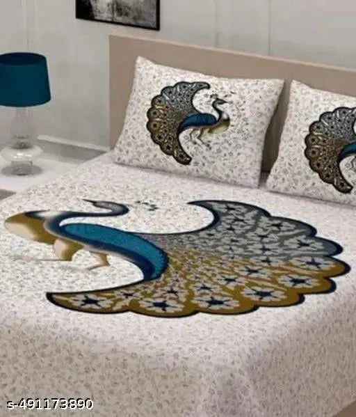100 % 160 Tc Cotton double bed bedsheet  with 2 pillow cover