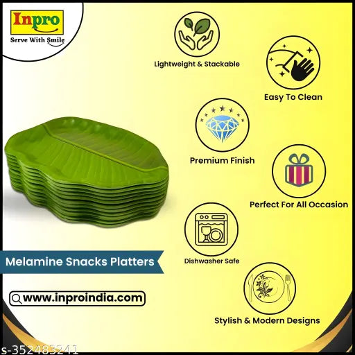 Inpro Serve Snacks in Style with our Designer Melamine Serving Platter Set of 12 - Small Plates | Quarter Plates |Perfect for Dinner Parties and Entertaining!