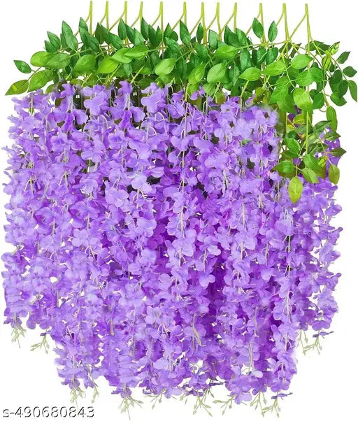 HomDecor Artificial Purple Wisteria Flower Hangings / Fallings (Pack of 4)