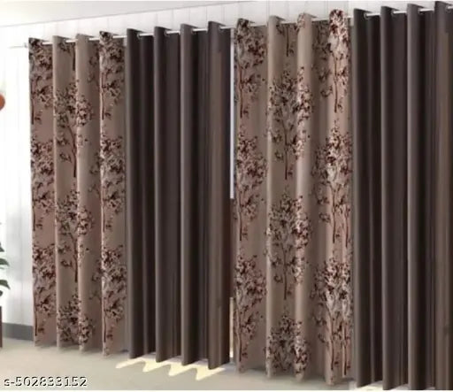 Home Tex Preset new variation of curtain for your door and window pack of 4 (coffe )