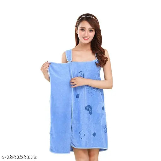 Women's Microfiber Soft Fashion Quick Dry Magic Bathing Beach Spa Bathrobes Wash Clothing Beach Dresses Wearable Towel (Dark Blue) - 1 Piece