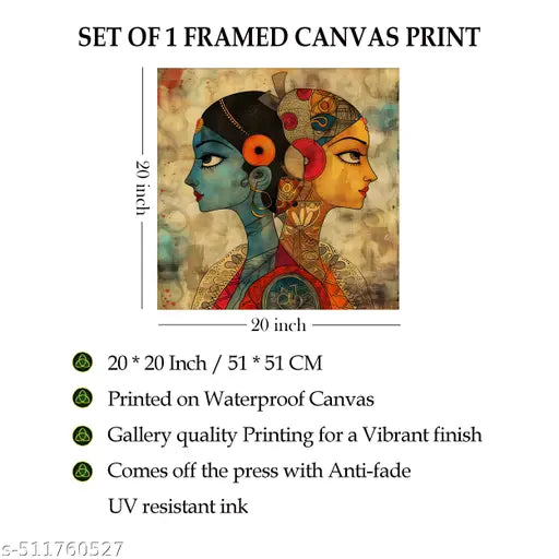Indianara Indian Traditional Canvas Art Painting for Living | Bedroom | Pooja Room | Hotel Canvas 20 inch x 20 inch Painting