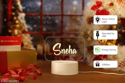 Personalized Name LED Night Table Lamp (White Base)| Gifts for Men Women | Customized Gifts for Christmas Secret Santa Happy New Year Men Women Husband Wife Girlfriend Boyfriend Office Colleagues