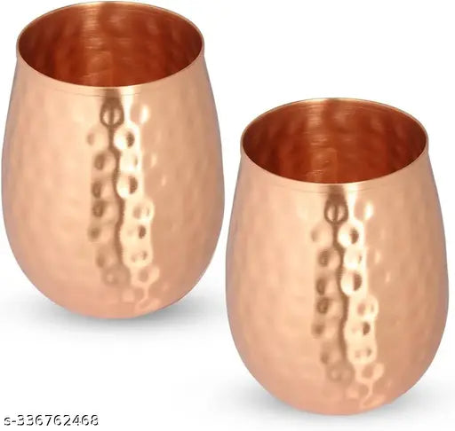 Giftonia Hammered Pure Copper Glass Tumbler Mug Cup, Serveware & Drinkware, Durable Copper Glass to Enhance Your Hydration Experience Capacity 300 ML Each Pack of 2