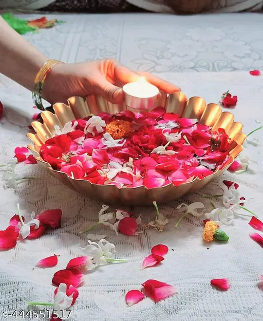 urli bolw Decorative Taj Urli for Flowers - Handcrafted Taj Urli Perfect for Diwali Decoration, Wedding Decoration and Office Decoration (Golden, 10 Inch)
