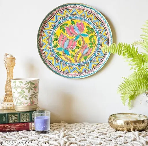 Z.R.IMPEX Madhubani lotus wall Decorative Plate