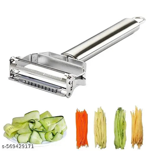 Stainless Steel 2 in 1 Julienne Vegetable Peeler Multi-Functional Fruit Vegetable Shredder Slicer Double Planing Cutter Potato Cucumber Carrot Melon Grater (PACK OF 2)